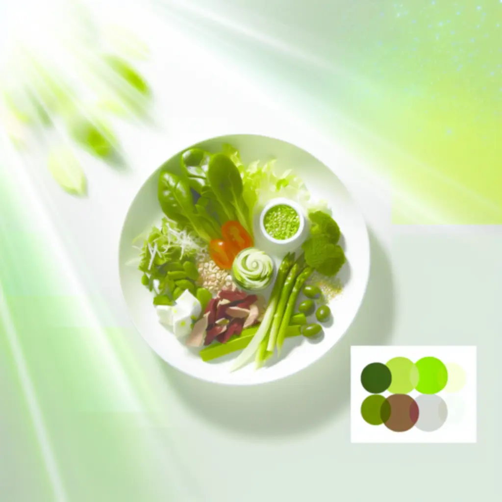 Een frisse, gezonde maaltijd met groene accenten op een lichte achtergrond