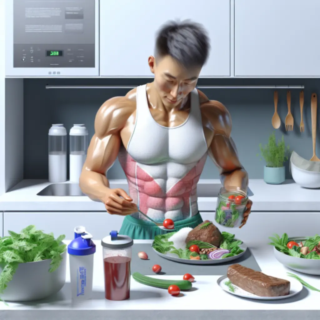 Sporter bereidt een voedzame maaltijd na training