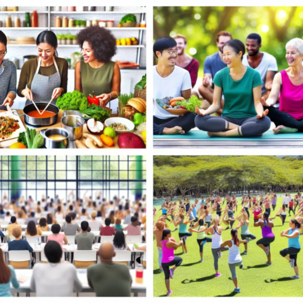 Workshopomgeving met gezonde ingrediënten en notitieboekjes