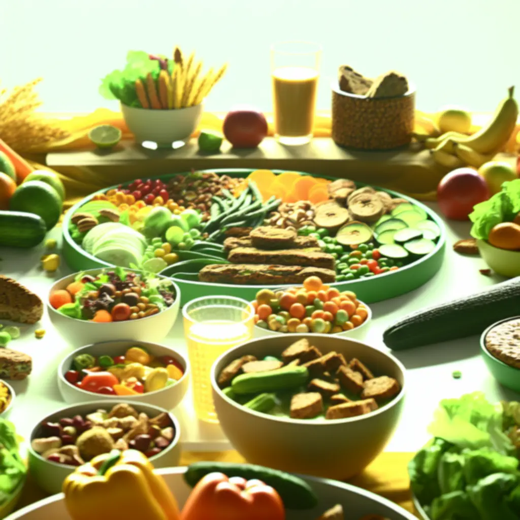 Kleurrijke, gezonde maaltijd die balans en vitaliteit uitstraalt