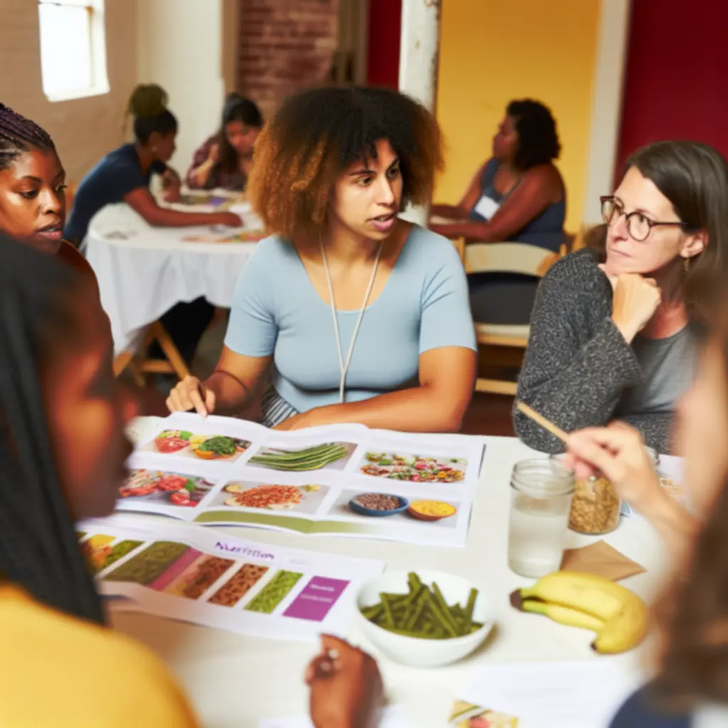 Kleine workshop met deelnemers die voedingskeuzes bespreken
